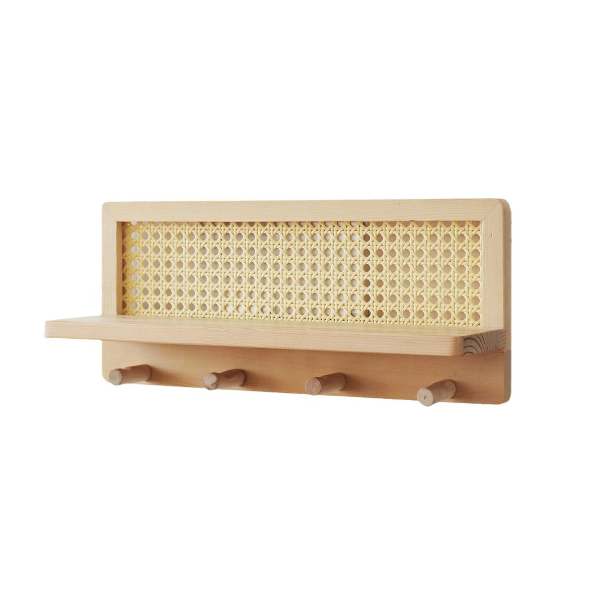 Rack de stockage mural de rotin en bois massif