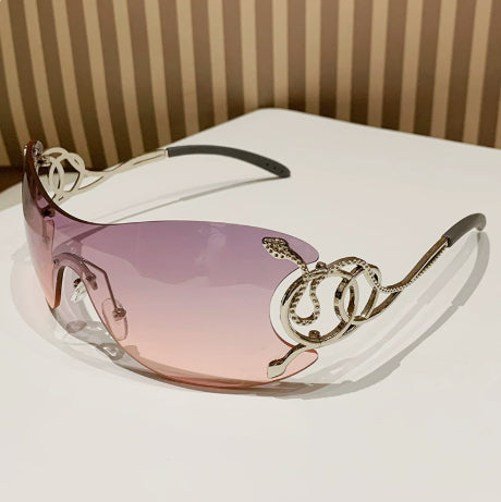 Lunettes de soleil en forme de cobra Sporty Rimless Coupe latérale