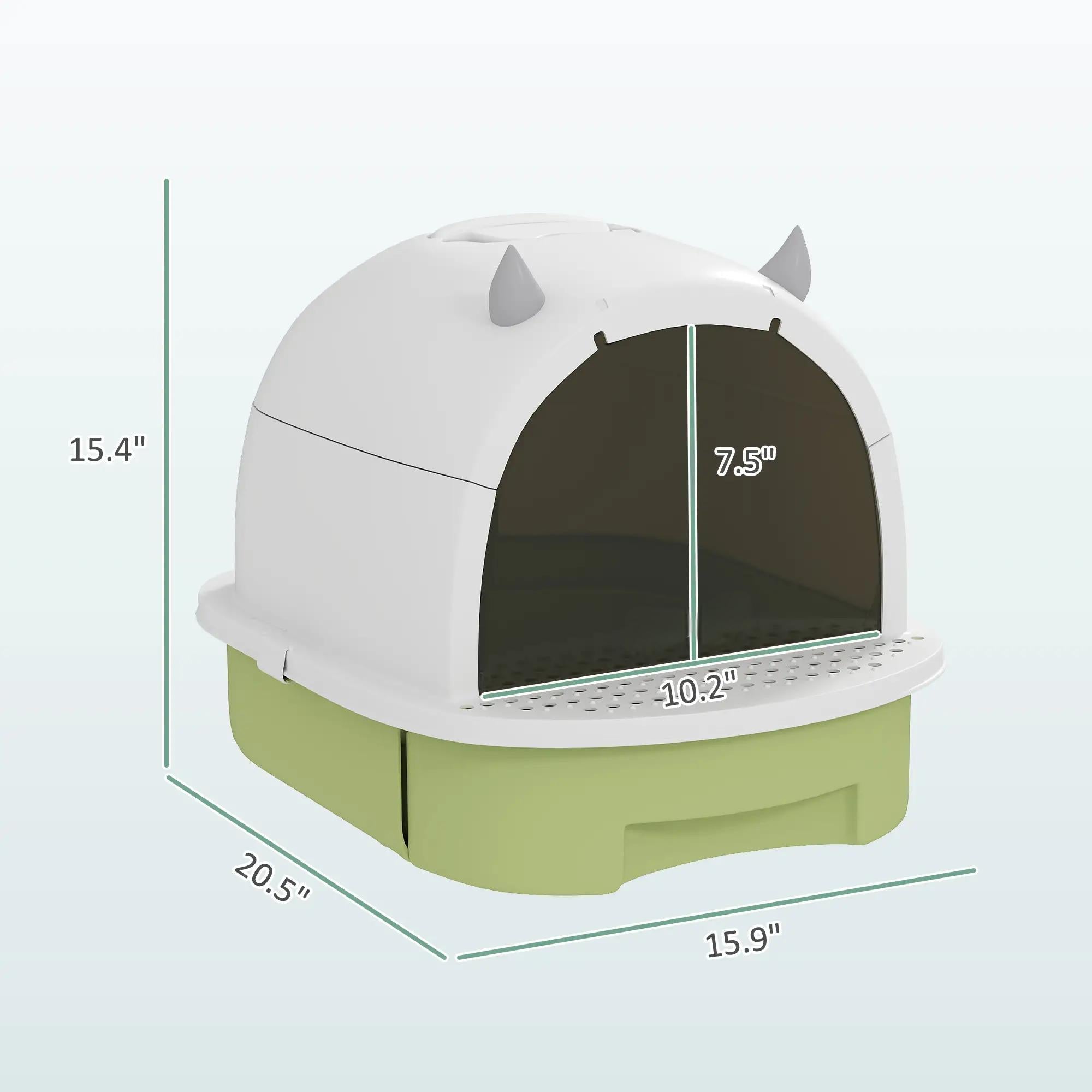 Boîte à litière pour chat vert avec couvercle