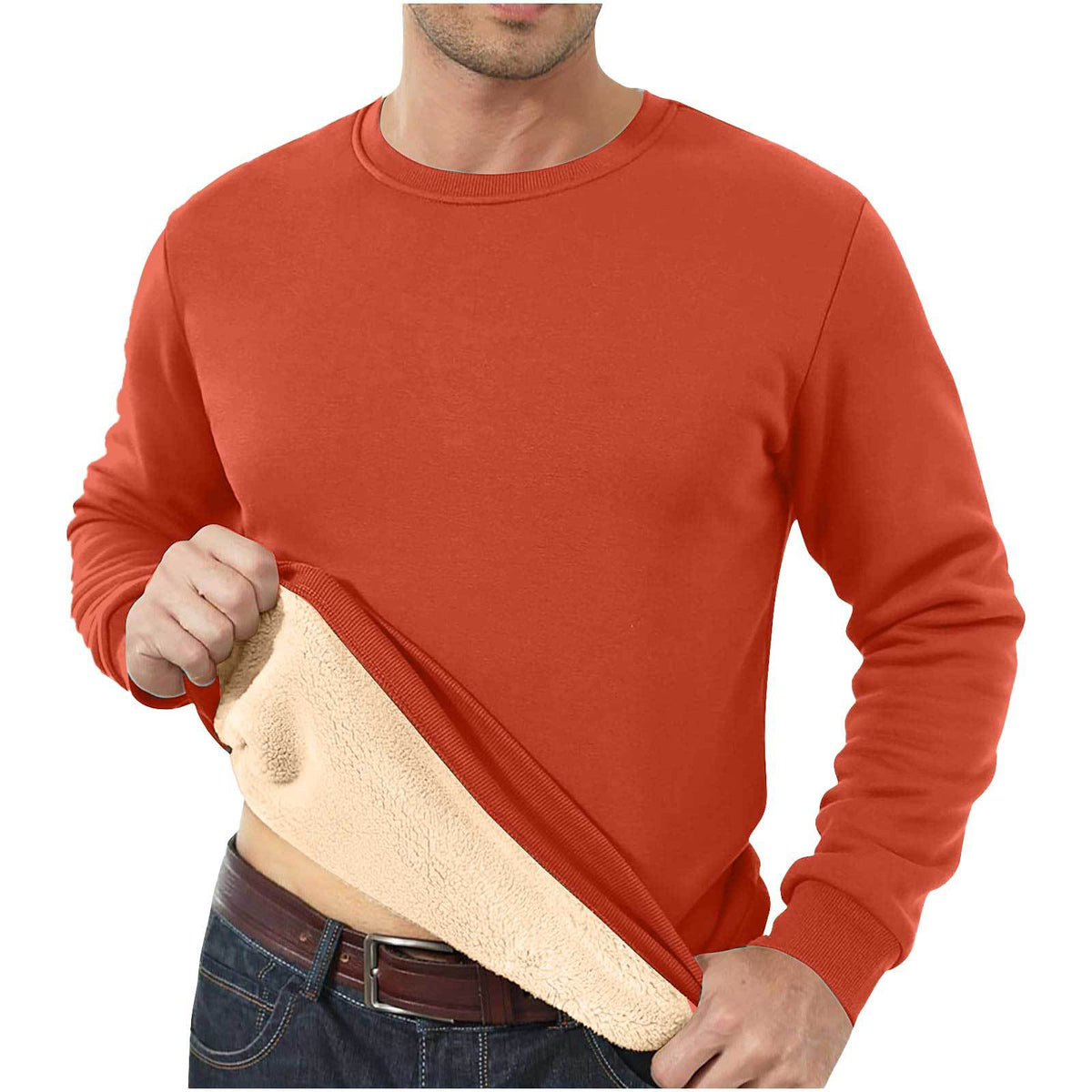 Amazon Autumn and Winter Sweatshirt Hommes Velvet Rond Col Solide Couleur Loose Thermal Unde
