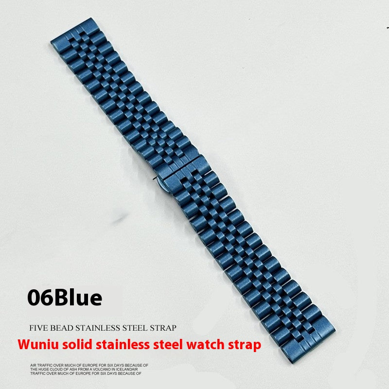Bracelet en acier inoxydable massif à cinq perles