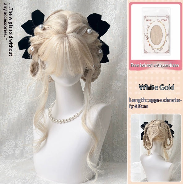 Daimi Wig Cartoon Air Bangs Long Curly Cheveux tressé Coiffure Pleine Tête