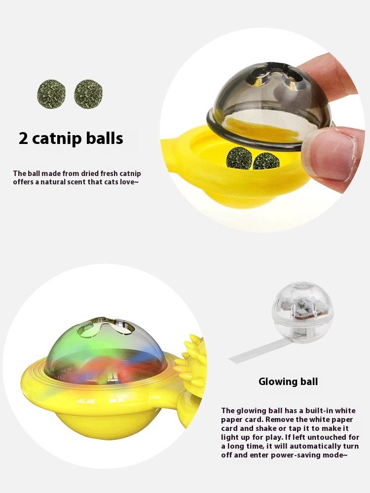 Interactive Windmill Cat Toy with LED Light Ball