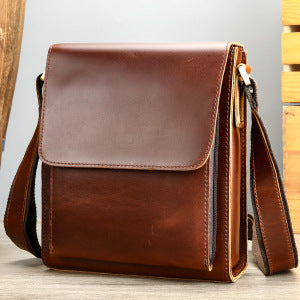 Véritable cuir homme Mode épaule Selle en cuir Crossbody Casual Messenger Bag