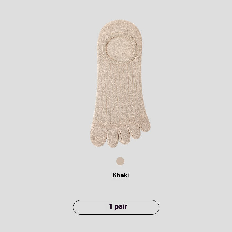 Chaussettes antibactériennes invisibles en coton d'été à cinq doigts pour hommes