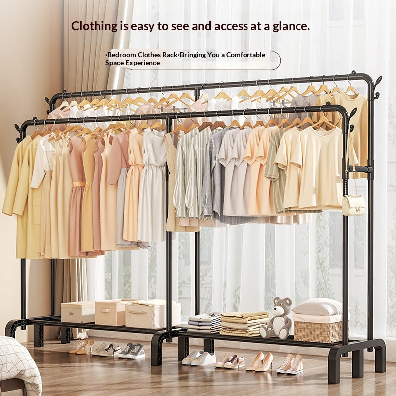 180 Blanc - Single Pole Double Row-upgraded et allongéFloor Standing Clothes Hanger