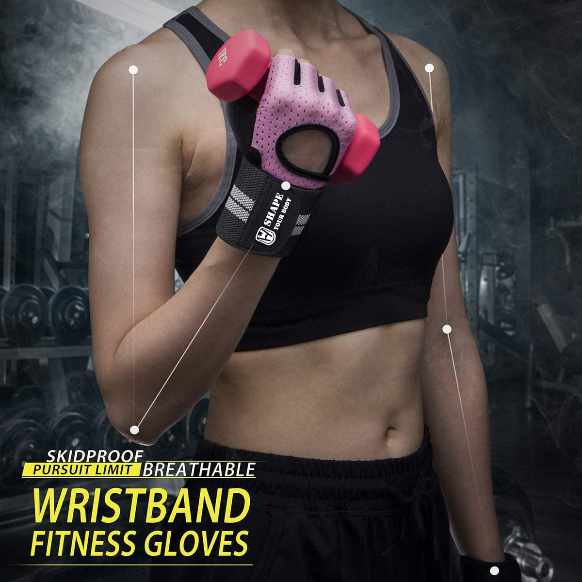 Gants de fitness haltérophilie pour les hommes et les femmes demi-finger sport anti-dérapant
