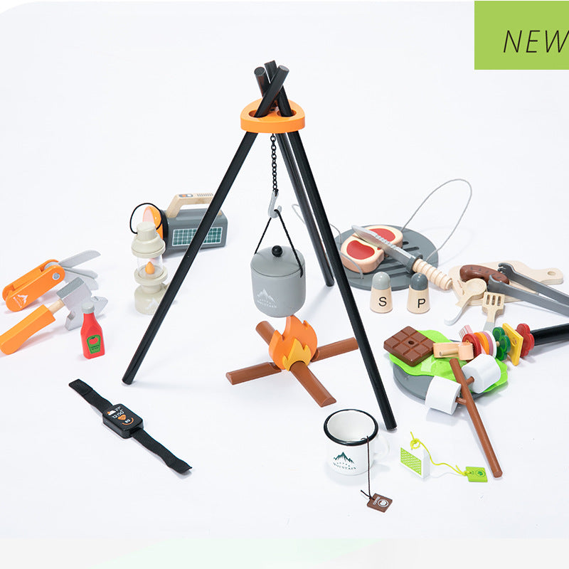 Jouet de camping en bois BBQ pour enfants