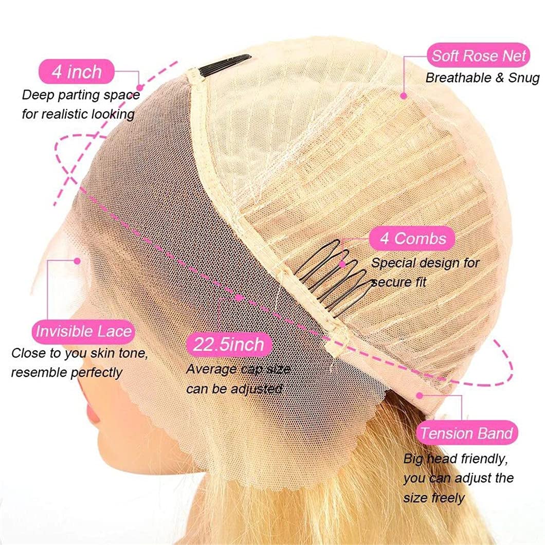 13x4 Perruque à cheveux humains en dentelle 613 Densité droite