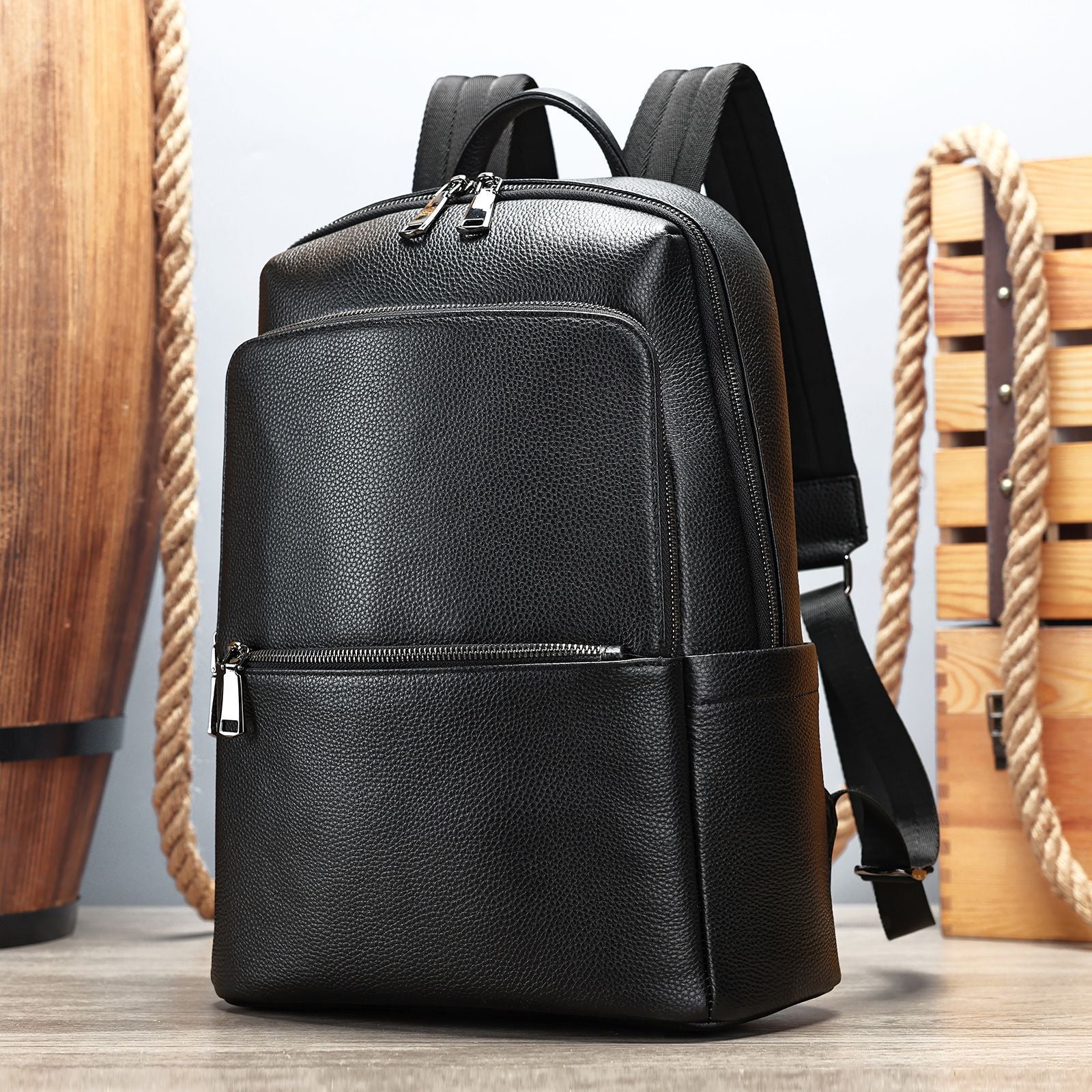 Sac à dos en cuir de grande capacité pour hommes