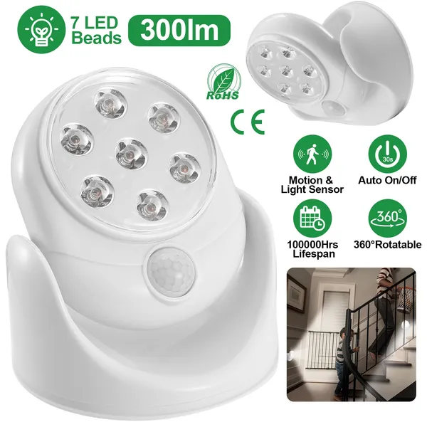 Lampe de nuit sans fil LED Spotlight 90 Degree Motion Sensor