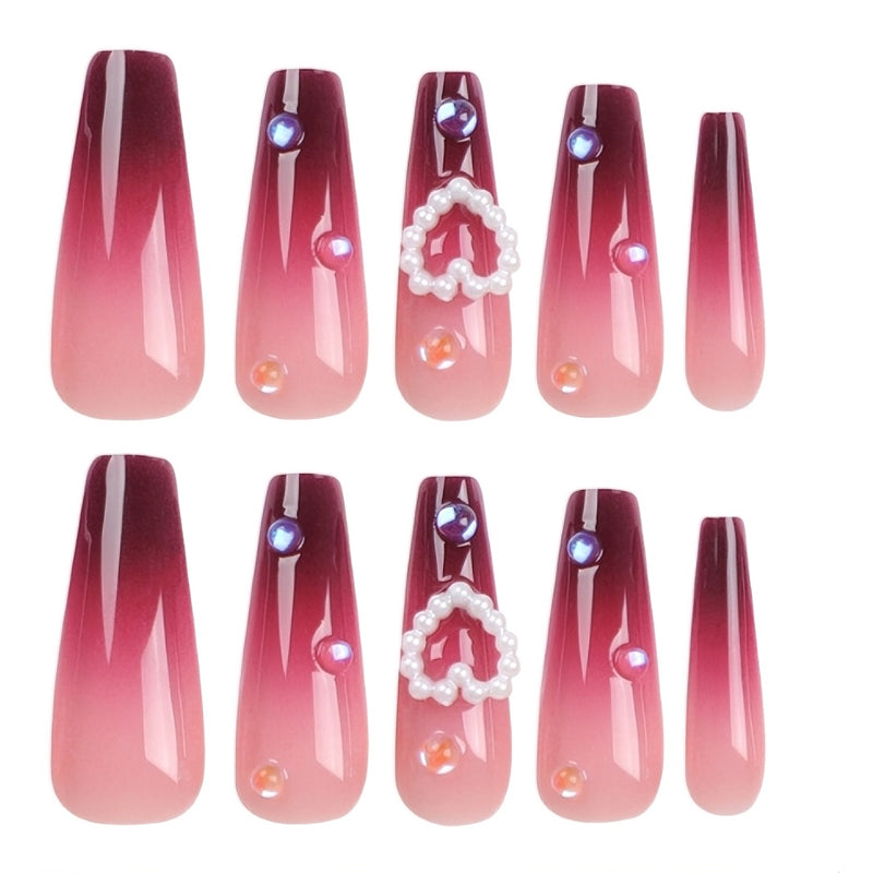24 PCS Red Heart Nail Art