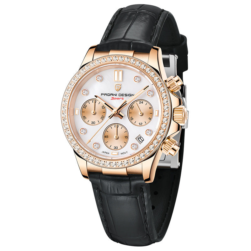 Diamond Surface Calendar Montre en acier inoxydable imperméable