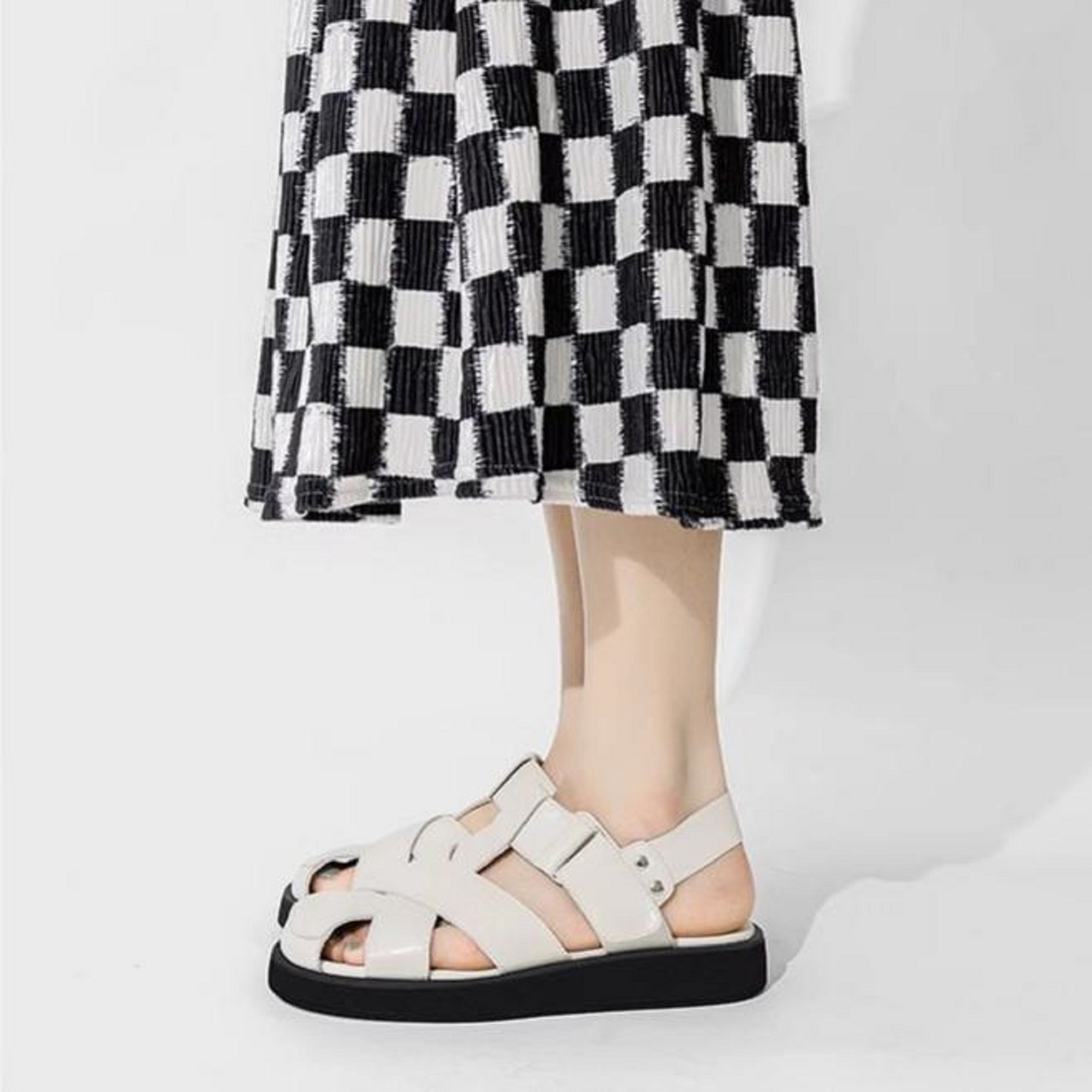 Femmes Minimalist Crisscross Woven Closed Toe Platform Slingback Sandales Matching Casual Da