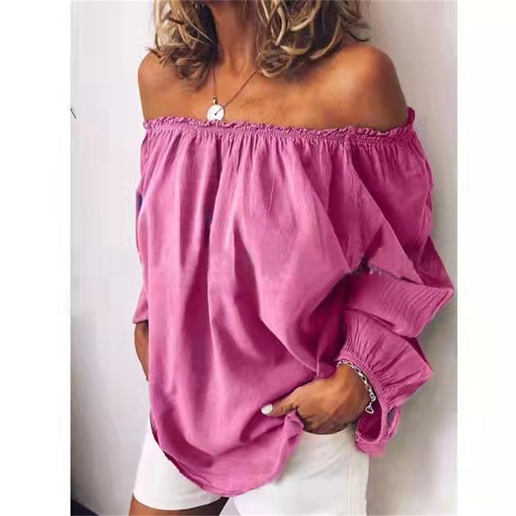 L'automne d'hiver des femmes une pièce collier pliant élastique coton chanvre couleur solide manches longues