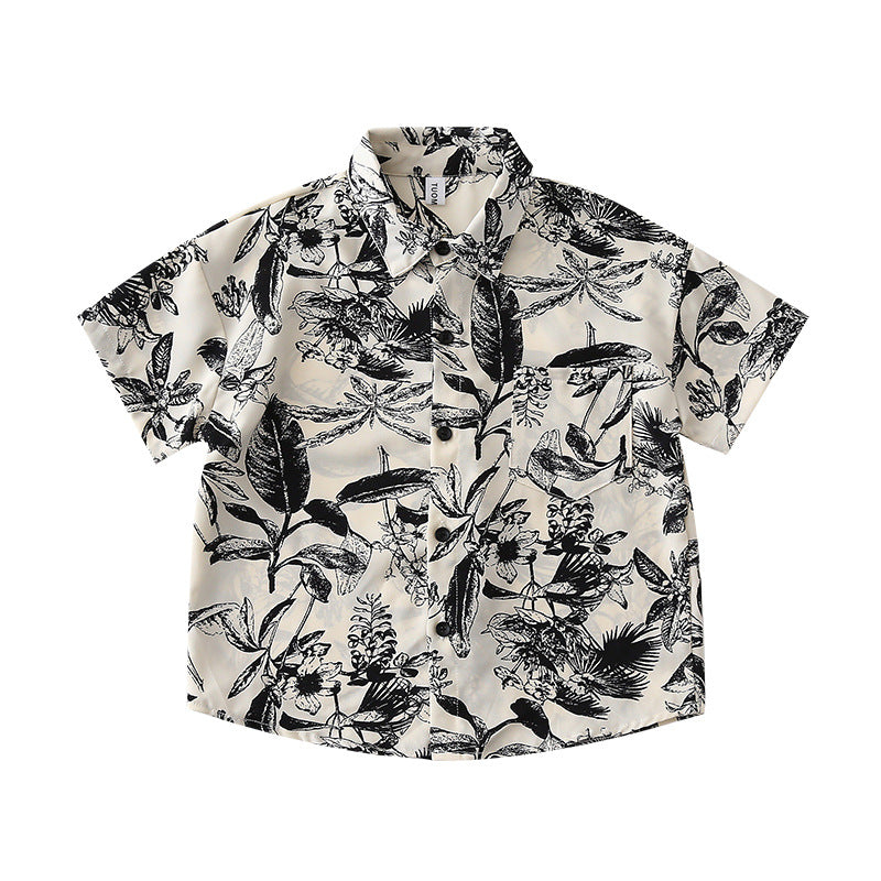 Chemise à manches courtes imprimée de style Resort pour vêtements de plage