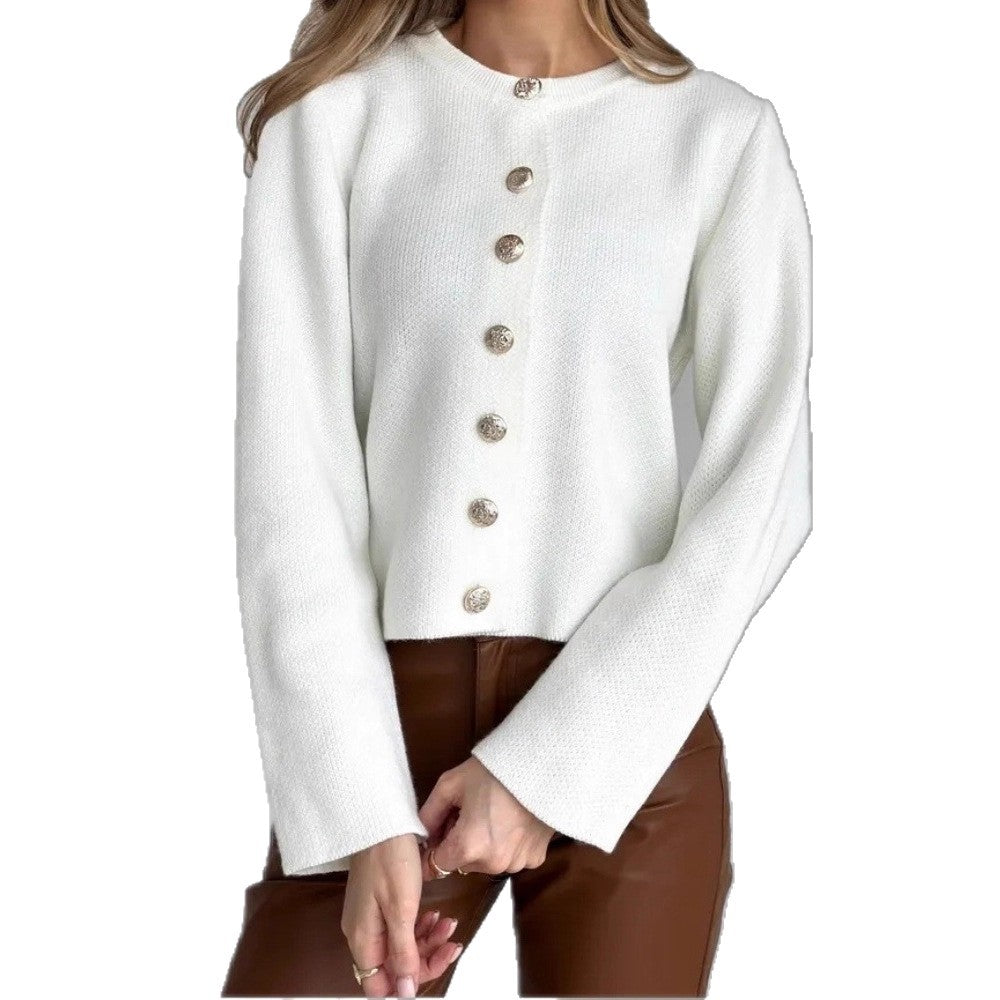 Autumn and Winter Long-Sleeved Single-Breasted Cardigan Européen Et américain Pure