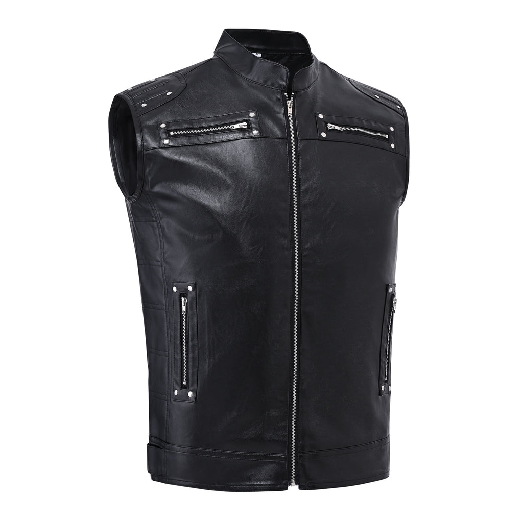 Veste zippée en cuir de support de moto