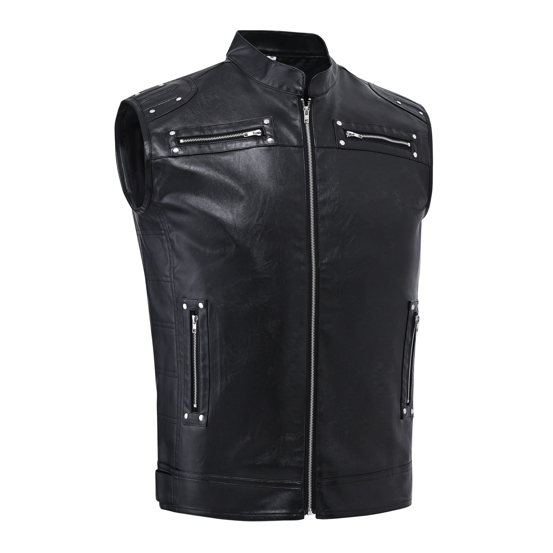 Veste zippée en cuir de support de moto