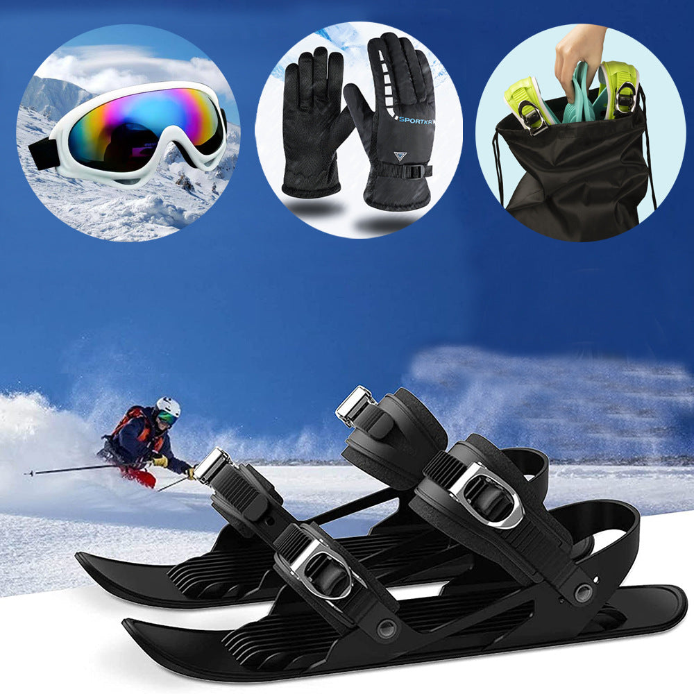 Mini Ski Skates Portable Short Skiboard Chaussures réglables pour neige