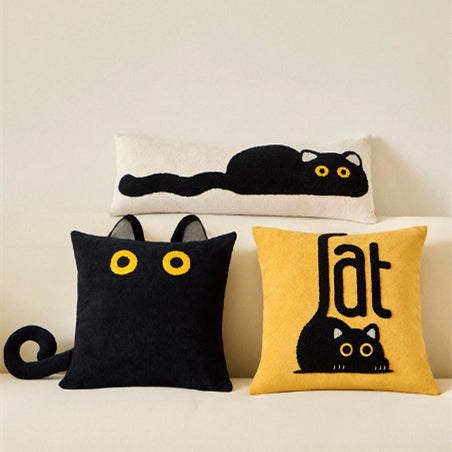 Créative Canapé Jet Oreiller Noir Chat Oreiller Couvercle mignon Poupée Salon Coussin