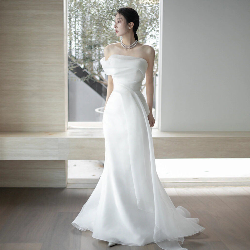 Robe de mariée légère française hors-épaule