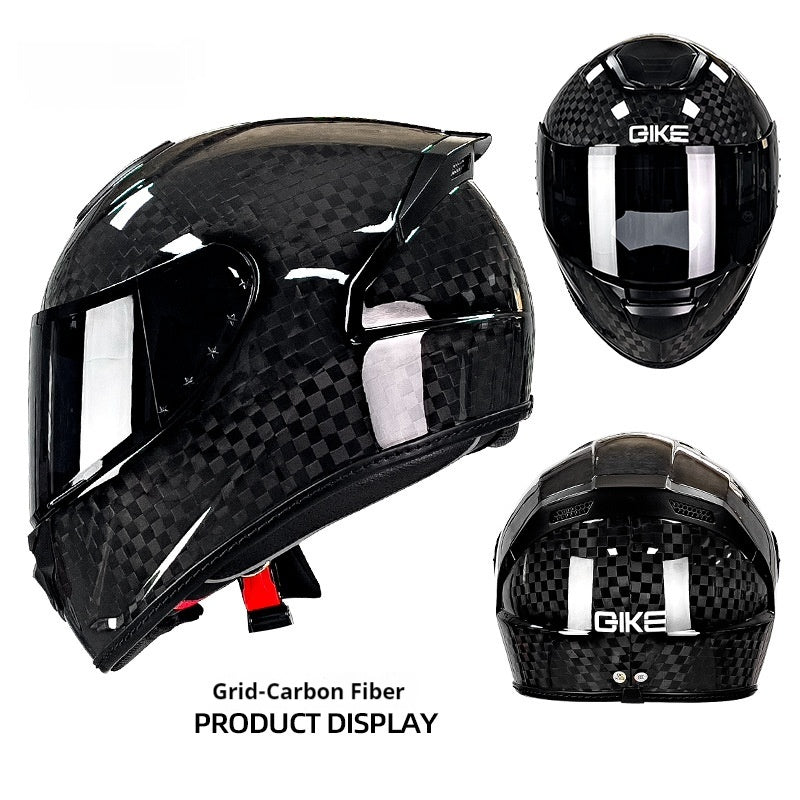 Casque de moto en fibre de carbone Personnalité de moto Léger Type de couverture complète