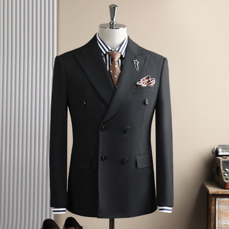 Slim Fit Double Breasted Pinstripe Blazer & Pantalons Cuffed