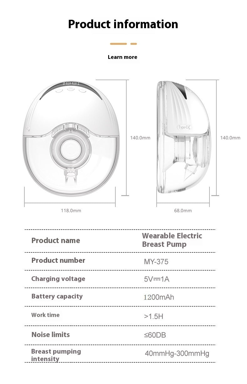Portable mains sans poitrine électrique Portable Bilatéral Automatique Intégré Lait Claw Piec
