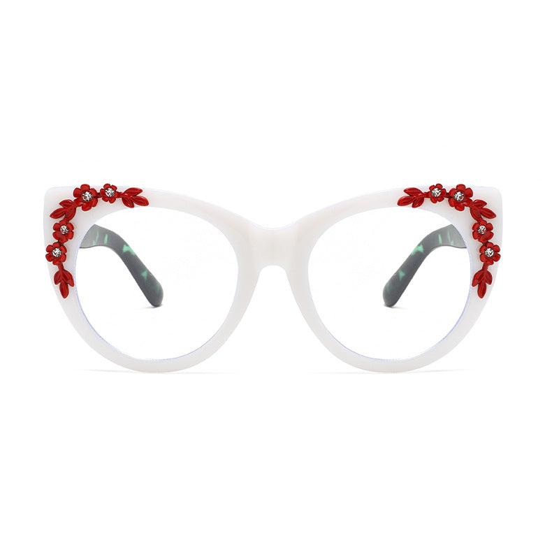 Lunettes de soleil à motif de strass floral et sans vis à vis