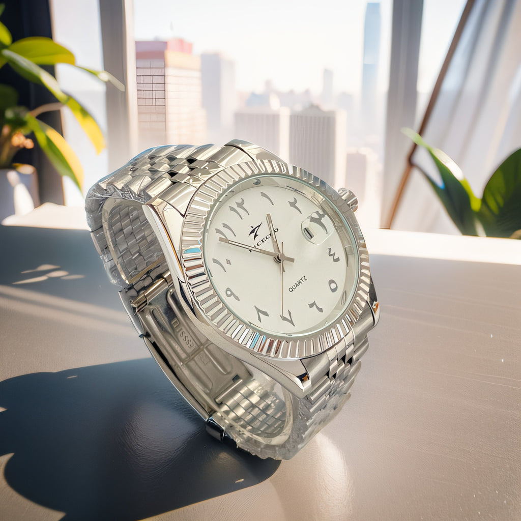 Ceinture en acier d'affaires Calendrier étanche Montre Quartz