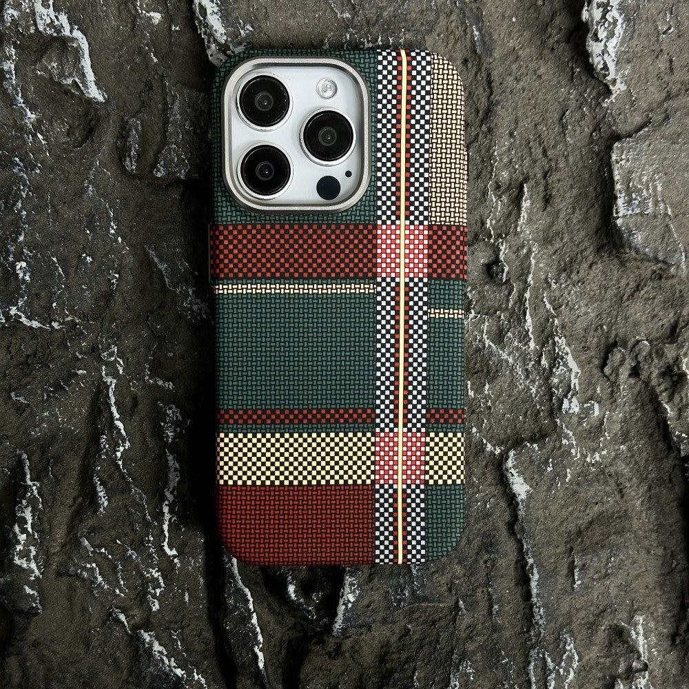 Case de téléphone Kevlar Carbon Fibre motif aspiration magnétique