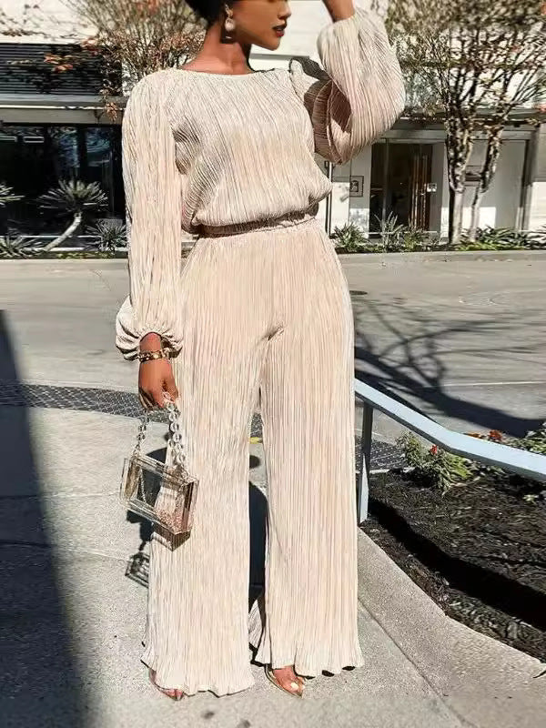Pantalons à pattes droites ajustés et ensemble à manches longues