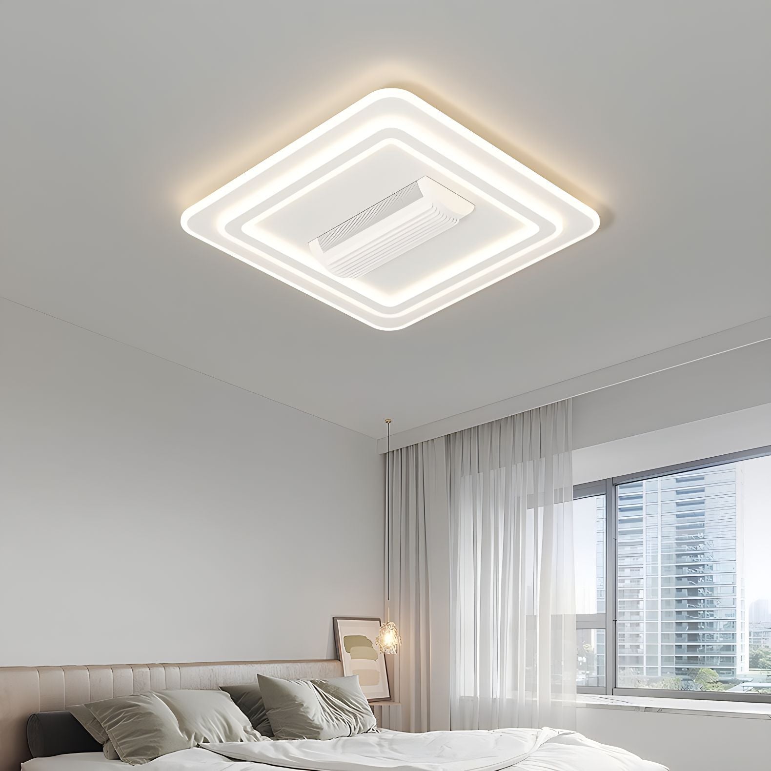 Lampe de ventilateur sans leafless avec télécommande contrôlée par l'application et graduation progressive