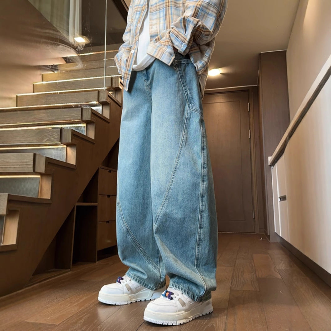 Men's Vintage American Style Wide-Leg and Straight-Fit Cut Jeans