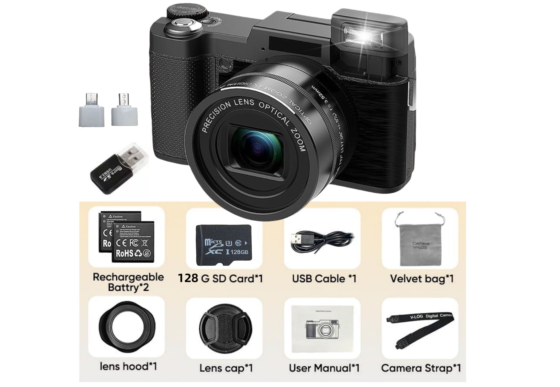 Version d'un appareil photo numérique haute définition avec zoom optique 5x