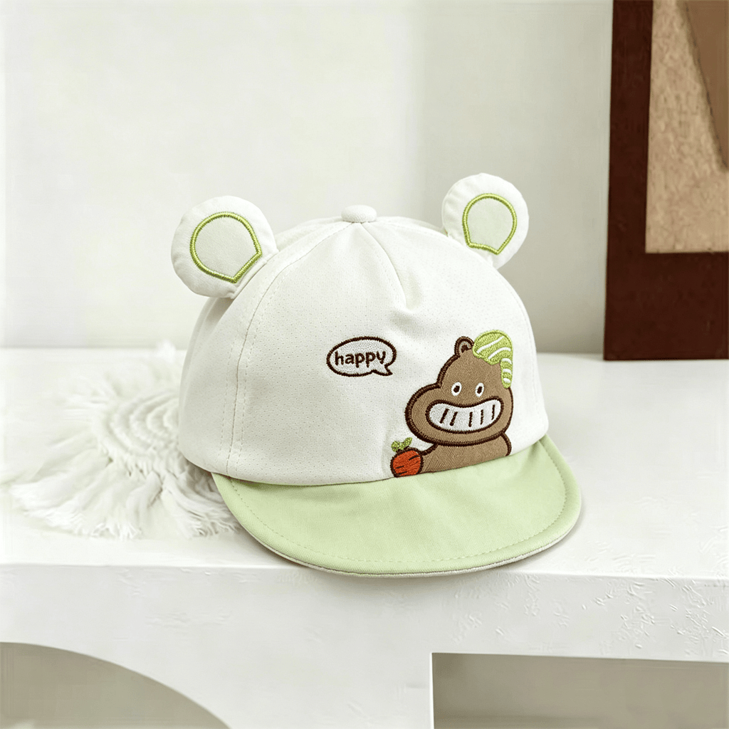 Caricature ronde en trois dimensions Bébé Hippopotamus Casquette de baseball souple Brimmed avec Lette