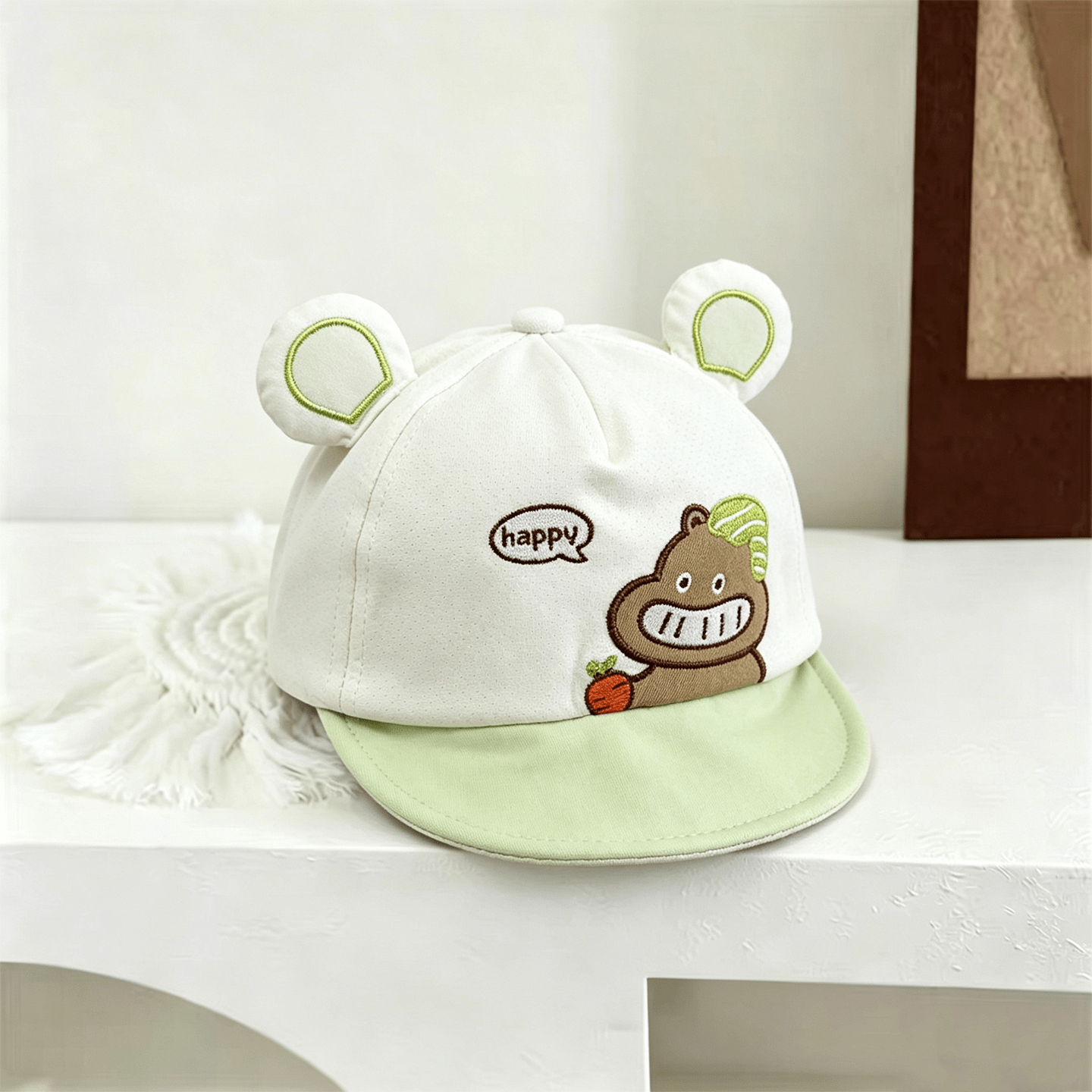 Caricature ronde en trois dimensions Bébé Hippopotamus Casquette de baseball souple Brimmed avec Lette