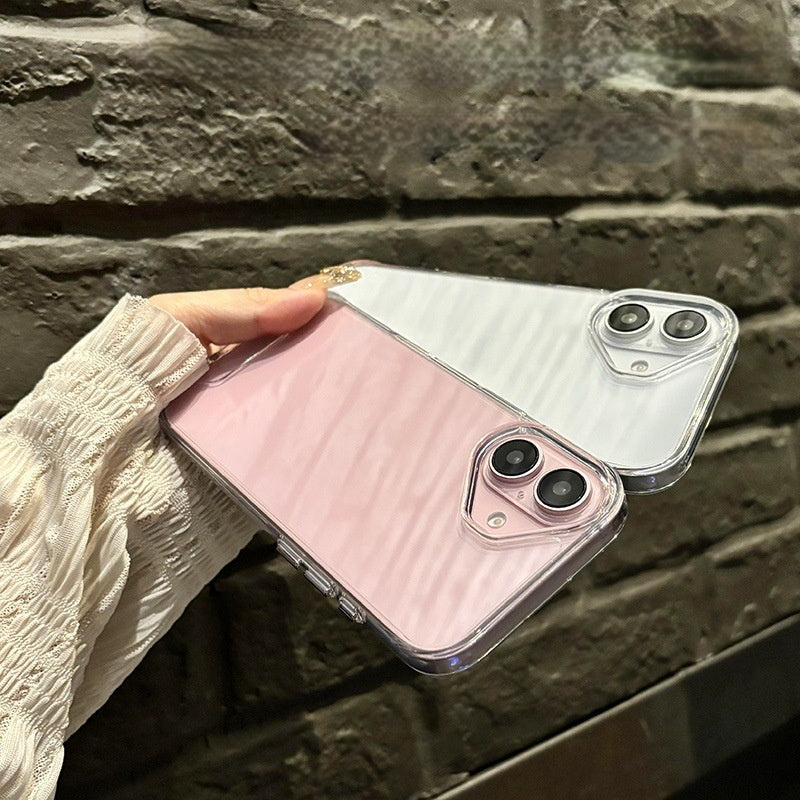 Boîtier de téléphone transparent simple bouton métallique résistant à la goutte