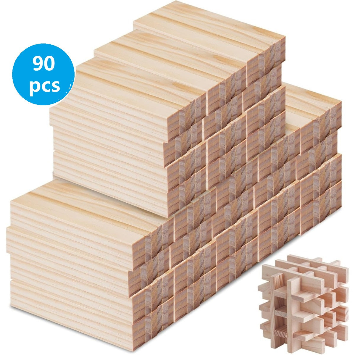 90 pièces de blocs de bois d'artisanat