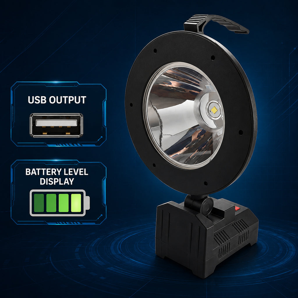 Puissance solaire rechargeable affichage de batterie fonction de banque de puissance LED lumière de crue W873B Sortie