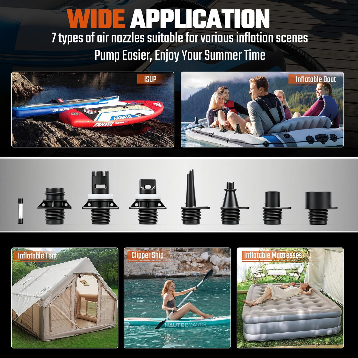 12V SUP Pompe à air électrique 20PSI Max LCD numérique pour Paddle Board Bateau gonflable