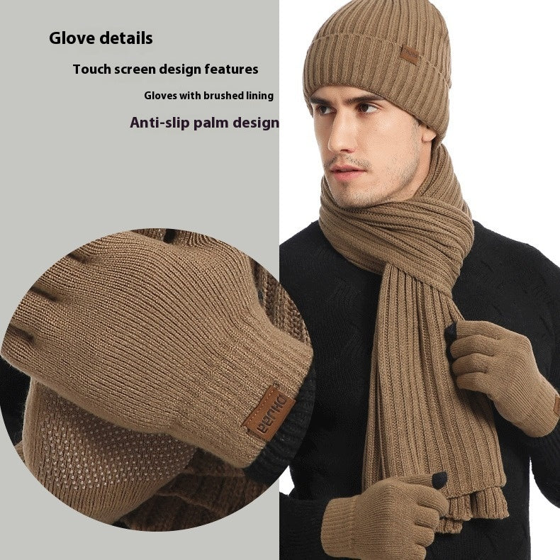 Gants d'écharpe de chapeau en laine chaude, tricotés par des hommes et des femmes