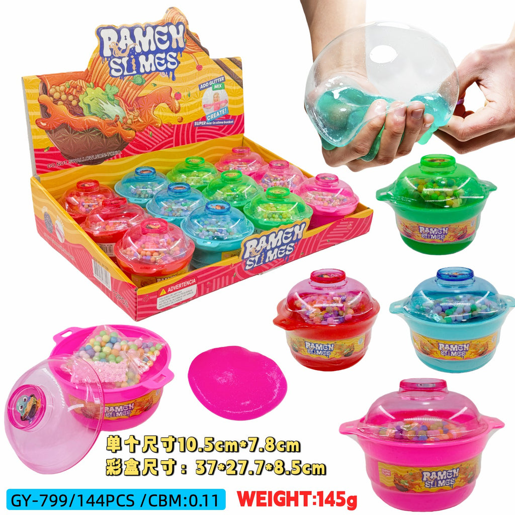 Ramen Style pot bricolage slime jouet avec bonus perles de mousse colorée