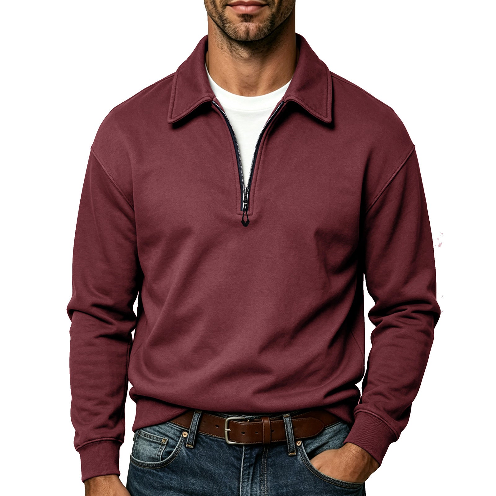 Top Hoodie Homme Plus Taille Lapel-Zip