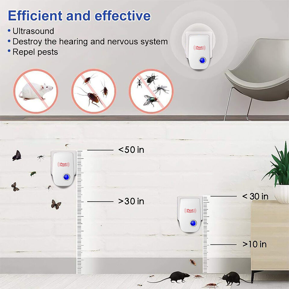4X Ultrasonic Pest Control Repeller UK Mouse de souris de rat à rejet externe