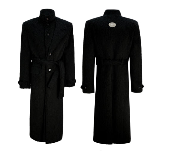 Manteau en laine à poils courts en deux parties Long Alpaca-blend Trench Coat