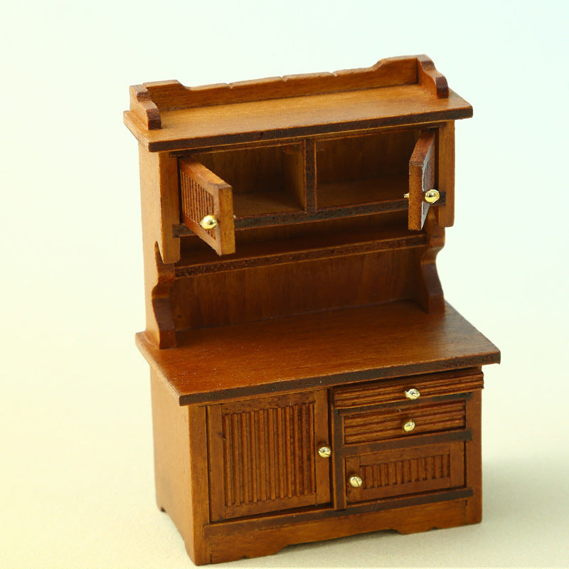 Miniature Dollhouse avec meubles et décorations Double porte buffet et bibliothèque