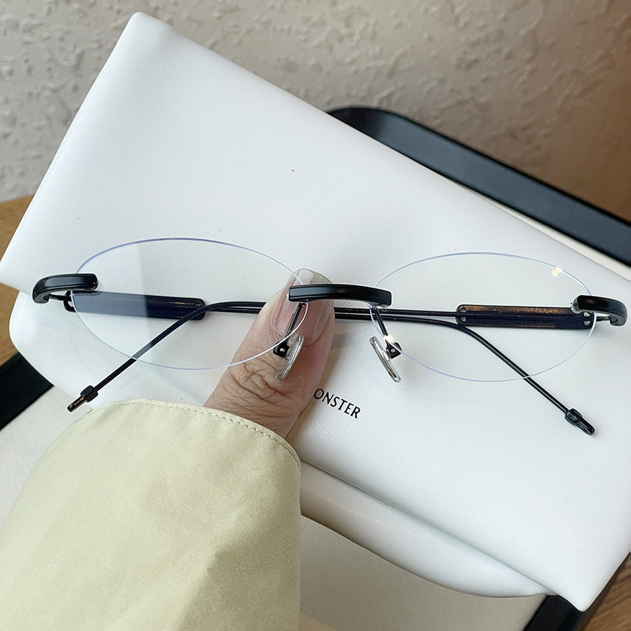Pas de maquillage regarder Rimless Ovale Plain Glass pour les femmes