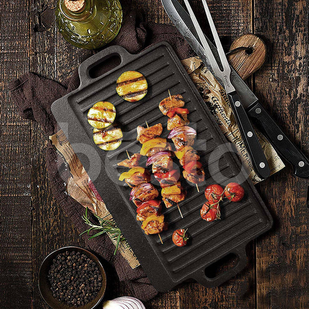 Assiette en fonte Fer réversible BBQ Pâte à frire Grille double face